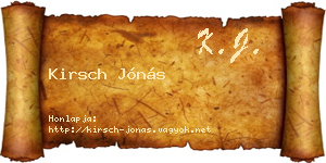 Kirsch Jónás névjegykártya